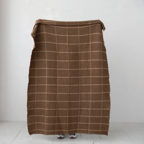 60"L X 50"W COTTON WAFFLE WEAVE THROW WITH GRID PATTERN