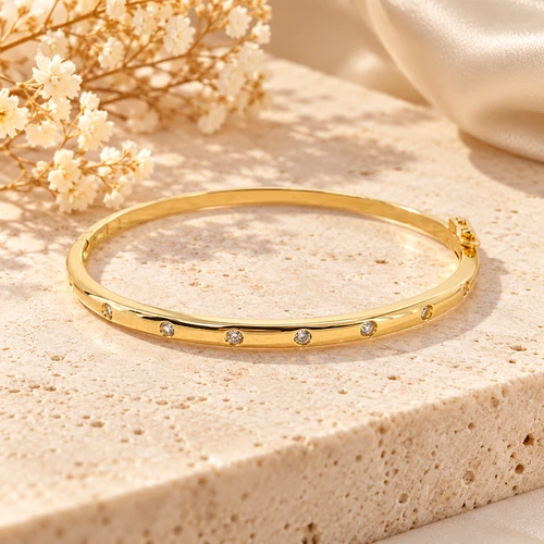 THIN POLISHED CUBIC ZIRCONIA BANGLE