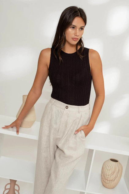 SLEEVELESS ROUND NECK SWEATER KNIT TOP SLEEVELESS ROUND NECK SWEATER KNIT TOP