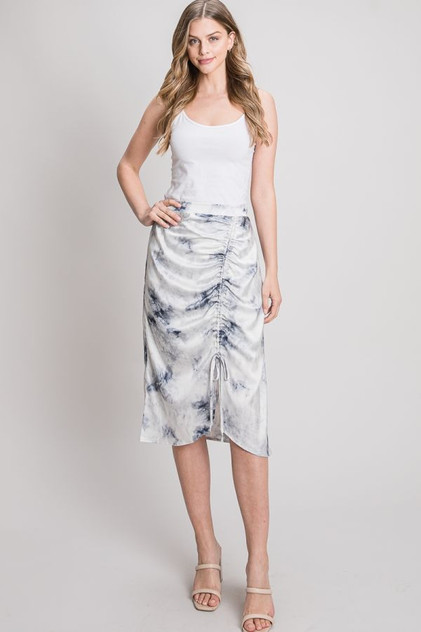 SILKY DRAWSTRING CINCHED SKIRT