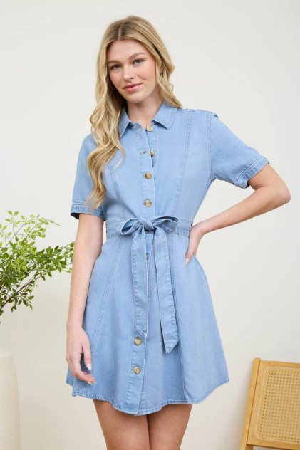 COLLARED BUTTON DOWN BELTED SHIRT DRESS COLLARED BUTTON DOWN BELTED SHIRT DRESS