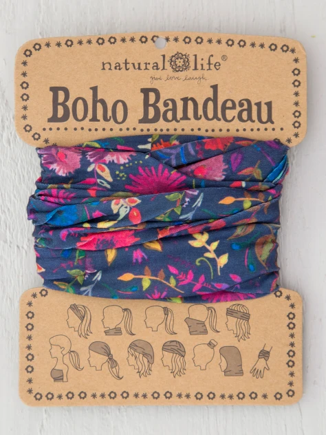 FULL BOHO BANDEAU HEADBAND - NAVY WILDFLOWERS