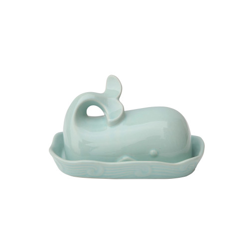 STONEWARE BUTTER DISH WHALE