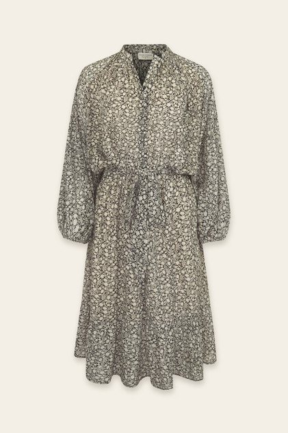 FLORAL BUTTON DETAIL TIE-WAIST DRESS