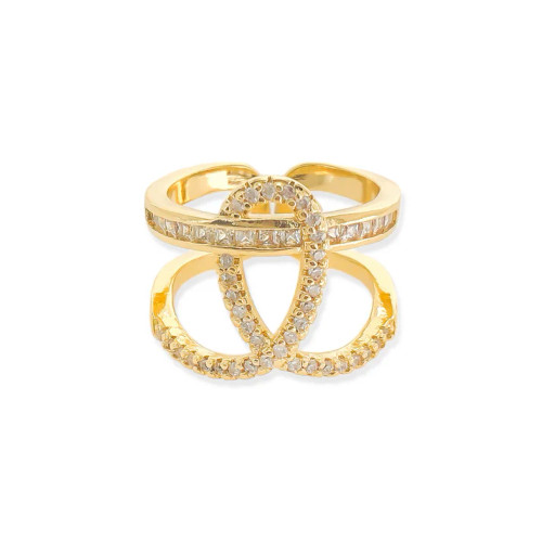 LOOPED CZ RING ADJUSTABLE GOLD RING