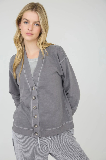 WASHED DETAIL BUTTON DOWN CARDIGAN