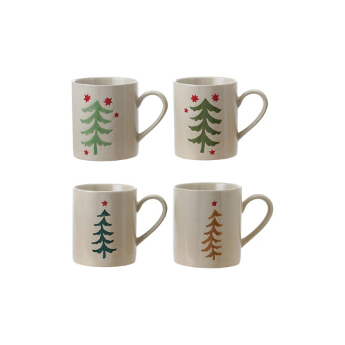 HOLIDAY HAND PAINTED STONEWARE MUG