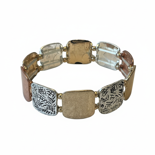 BOHEMIAN MIXED METAL STRETCH BRACELET
