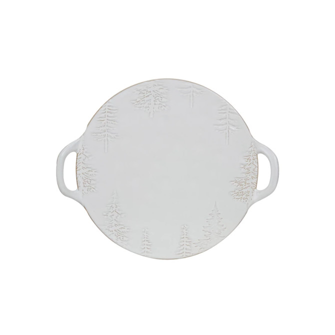 DEBOSSED STONEWARE PLATTER W/ TREES