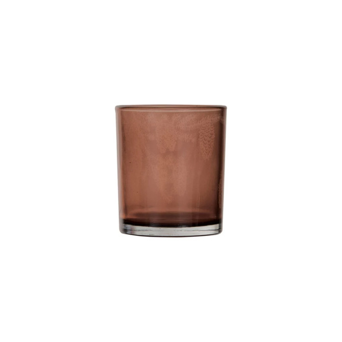 GLASS TEALIGHT HOLDER W/ ETCHED PINECONES