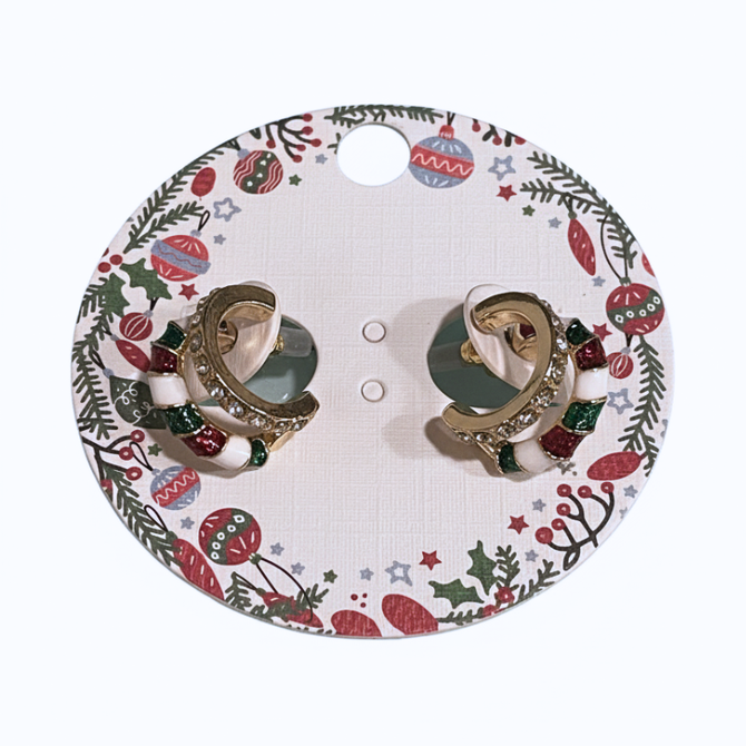 FESTIVE CANDY CANE SPARKLE CLIP-ON EARRINGS