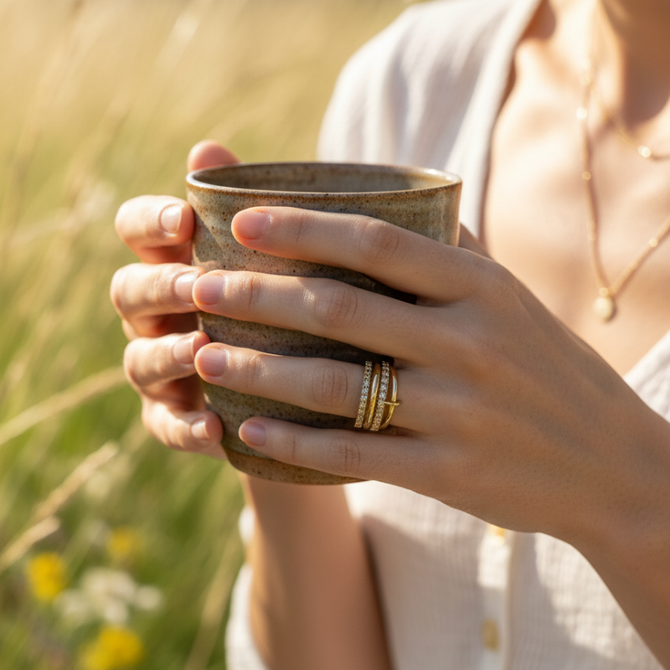 GOLDEN BOHO LAYERED RING SET
