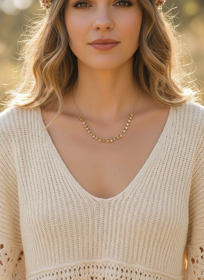 BOHEMIAN DAINTY GOLD CHARM NECKLACE
