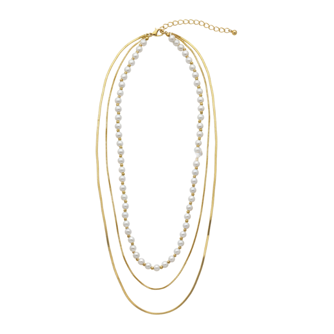 BOHEMIAN PEARL GOLD LAYERING NECKLACE
