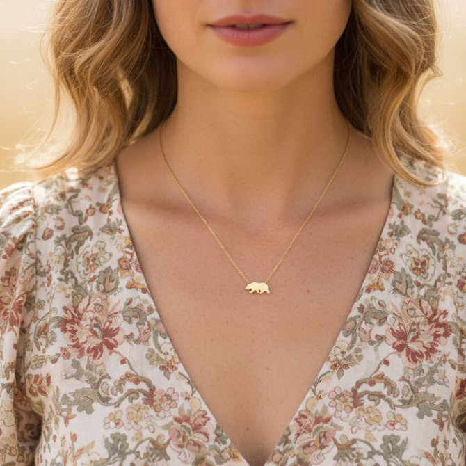 CALIFORNIA BEAR PENDANT NECKLACE
