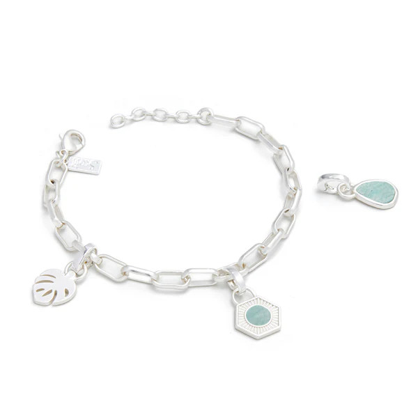 INTERCHANGEABLE CHARM SILVER BRACELET AMAZONITE