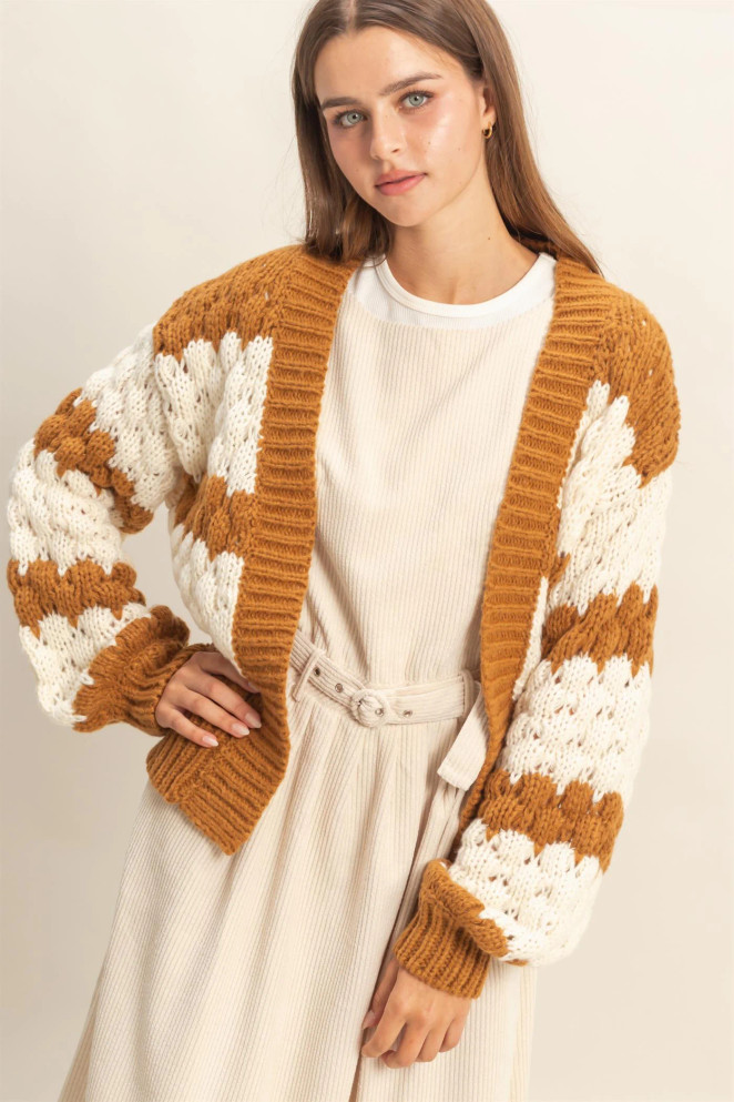 OVERSIZED CLOUD PATTERN KNIT CARDIGAN