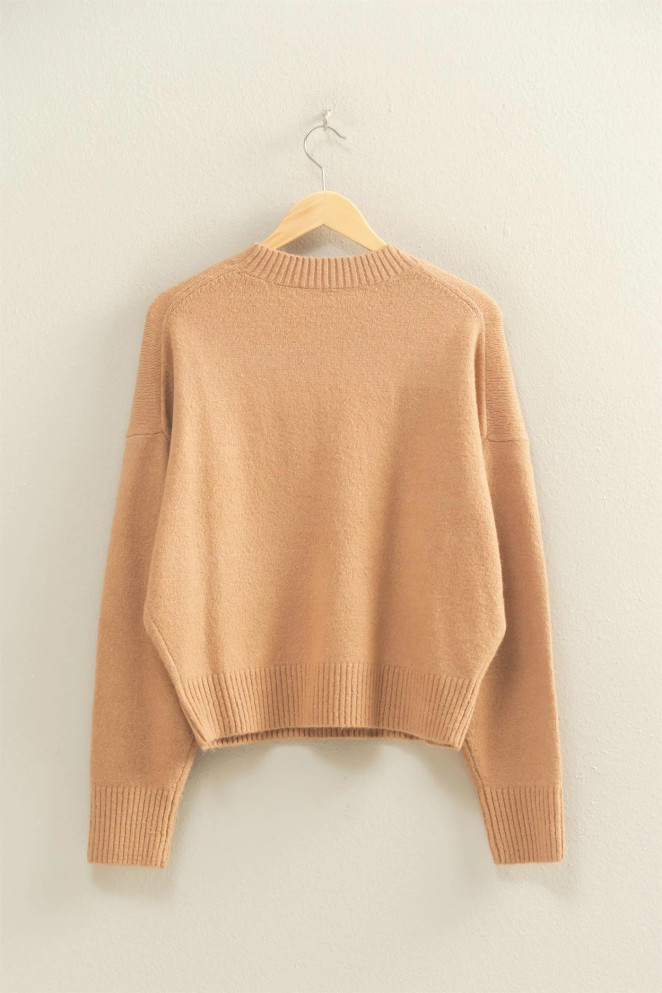 CREW NECK LONG SLEEVE BASIC SWEATER