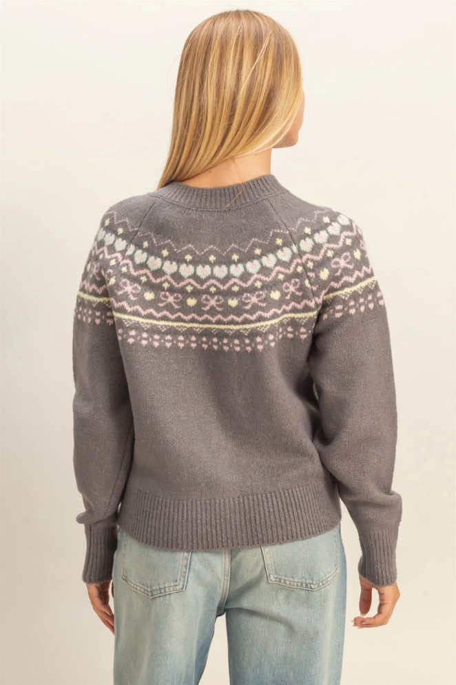 BUTTON FRONT FAIR ISLE SWEATER CARDIGAN