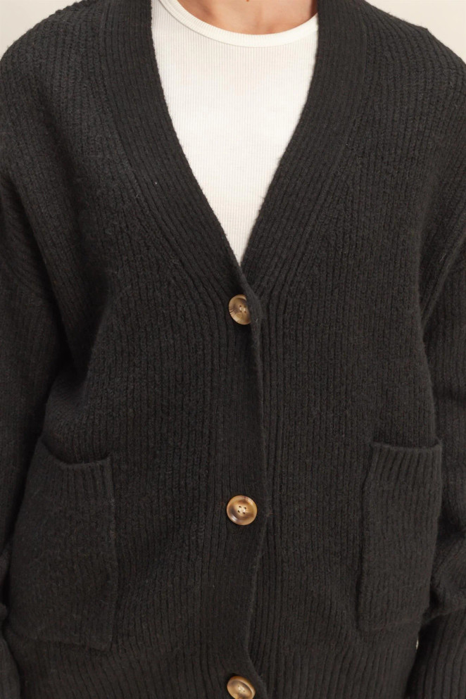 OVERSIZED CARDIGAN WITH FRONT POCKETS