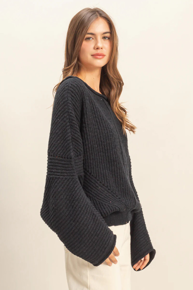 RIBBED DROP SLEEVE SWEATER