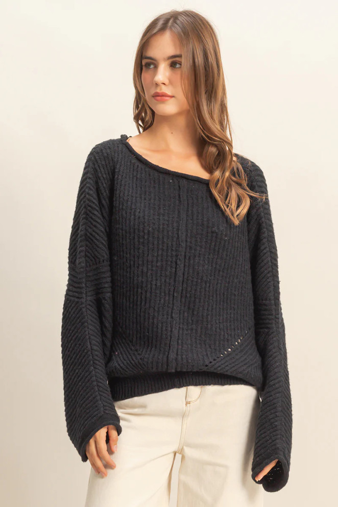 RIBBED DROP SLEEVE SWEATER
