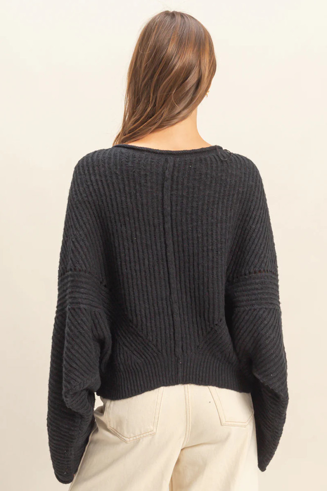 RIBBED DROP SLEEVE SWEATER
