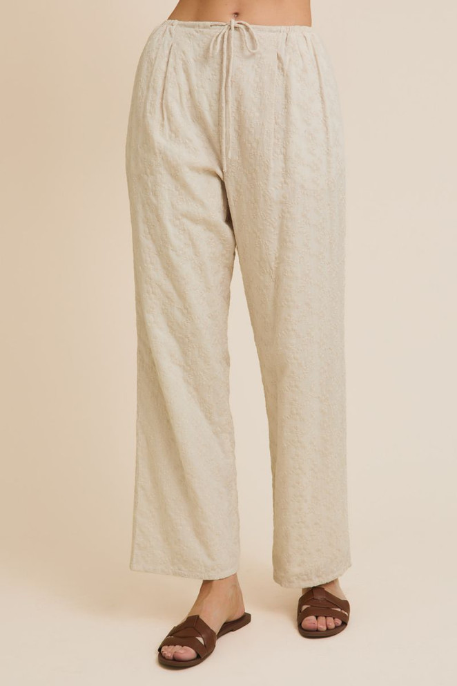 DRAW STRING WAIST EYELET PANTS