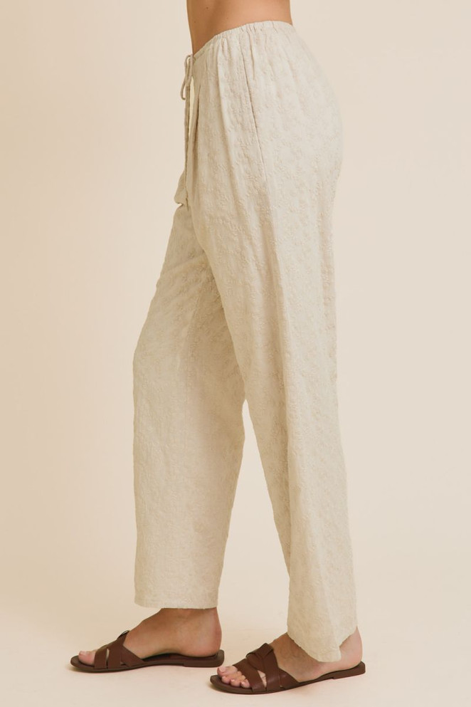 DRAW STRING WAIST EYELET PANTS