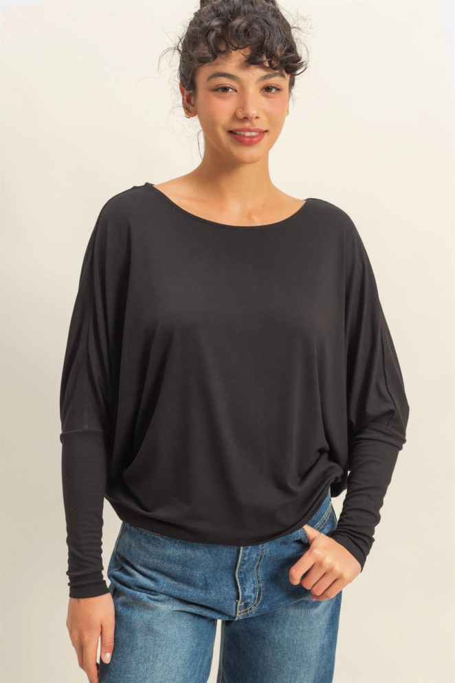 LONG SLEEVE DOLMAN TOP