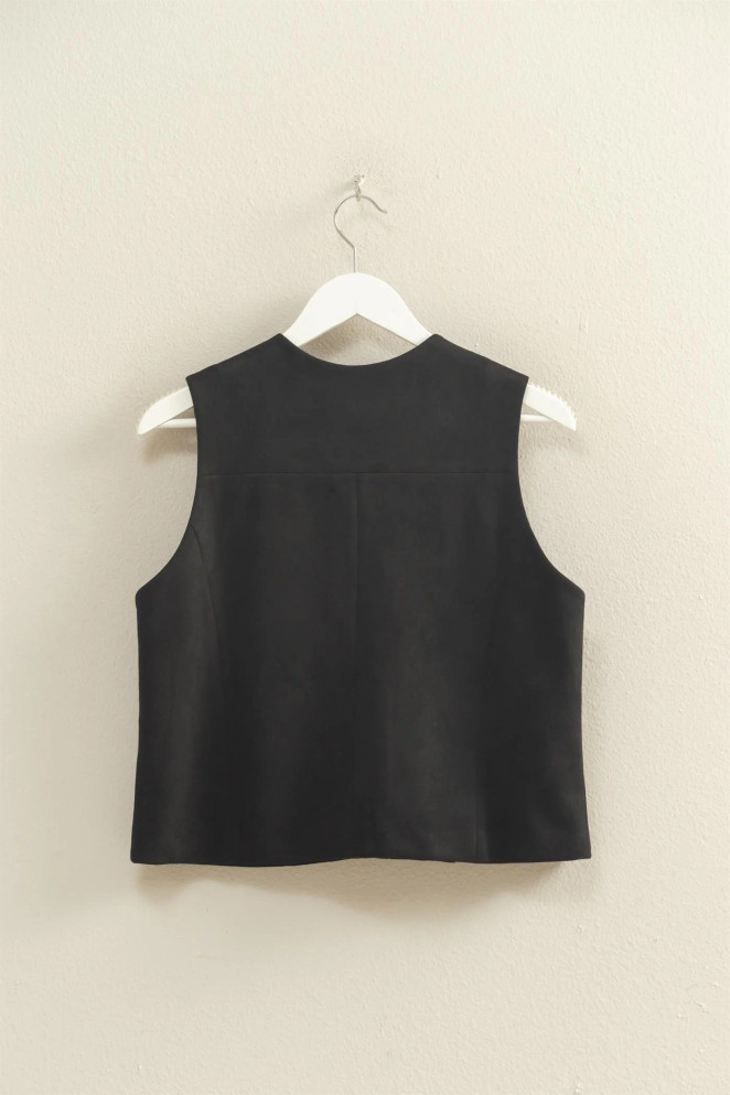 BUTTON FRONT SUEDE VEST