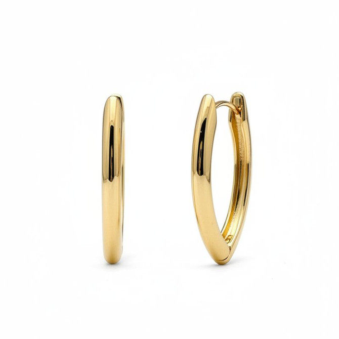 SCULPTED MARQUISE GOLD ELONGATED HOOP EARRING