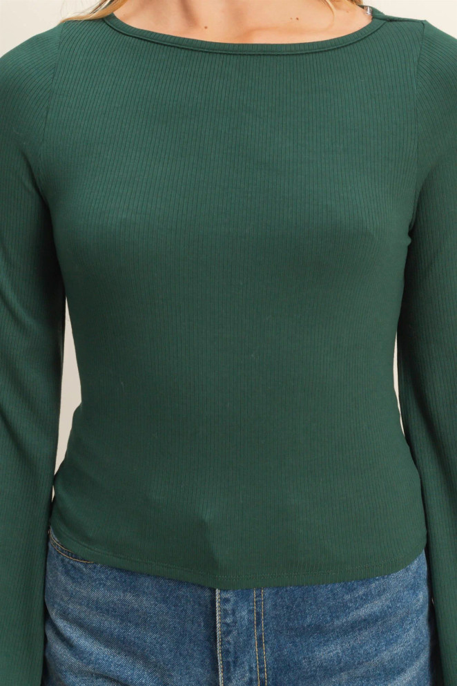 LONG SLEEVE RIBBED KNIT TOP