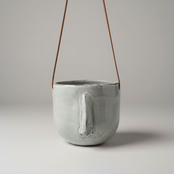 ABSTRACT FACE CERAMIC HANGING PLANTER - MINIMALIST BOHO POT