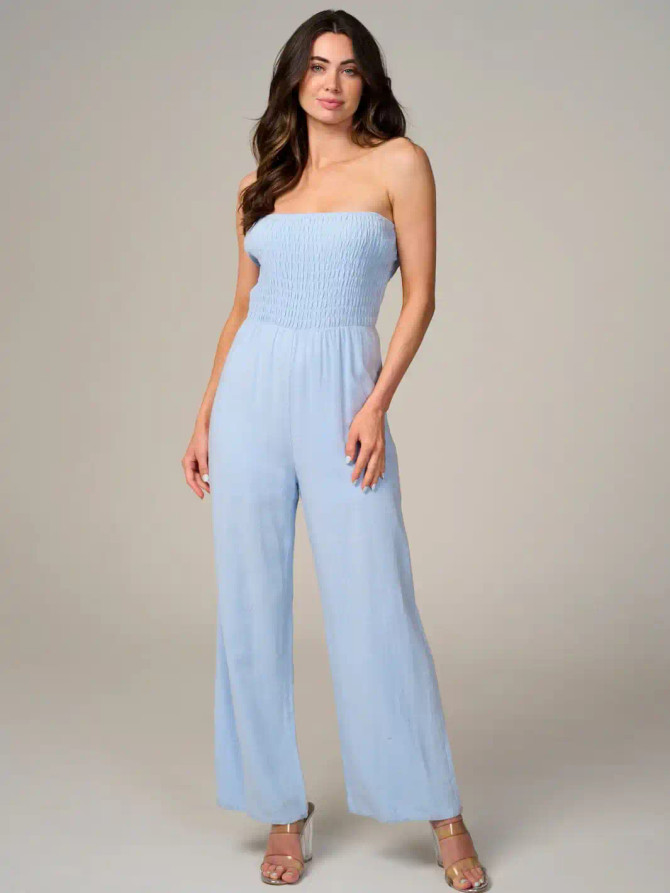 SLEEVELESS SMOCK WIDE LEG JUMPSUIT