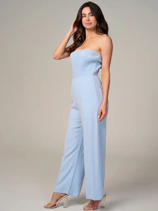 SLEEVELESS SMOCK WIDE LEG JUMPSUIT