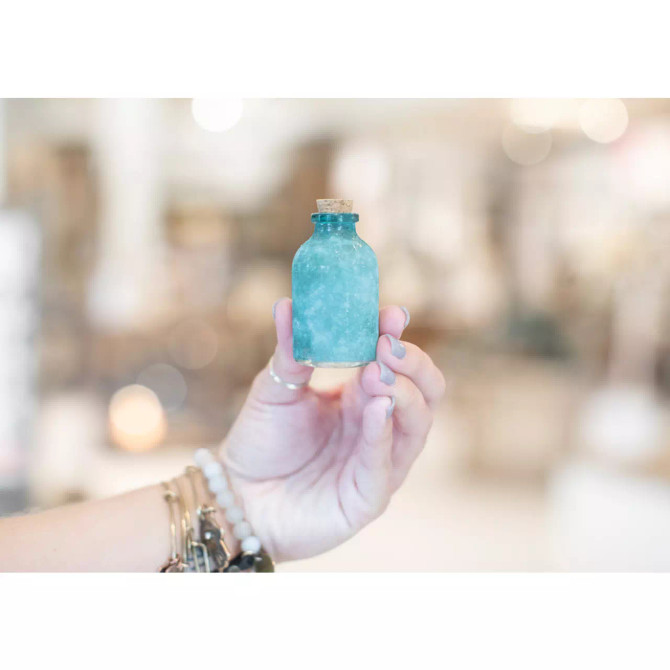 FROSTED GREEN MINI BOTTLE W/CORK LID
