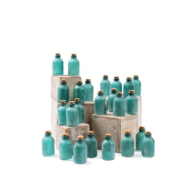 FROSTED GREEN MINI BOTTLE W/CORK LID