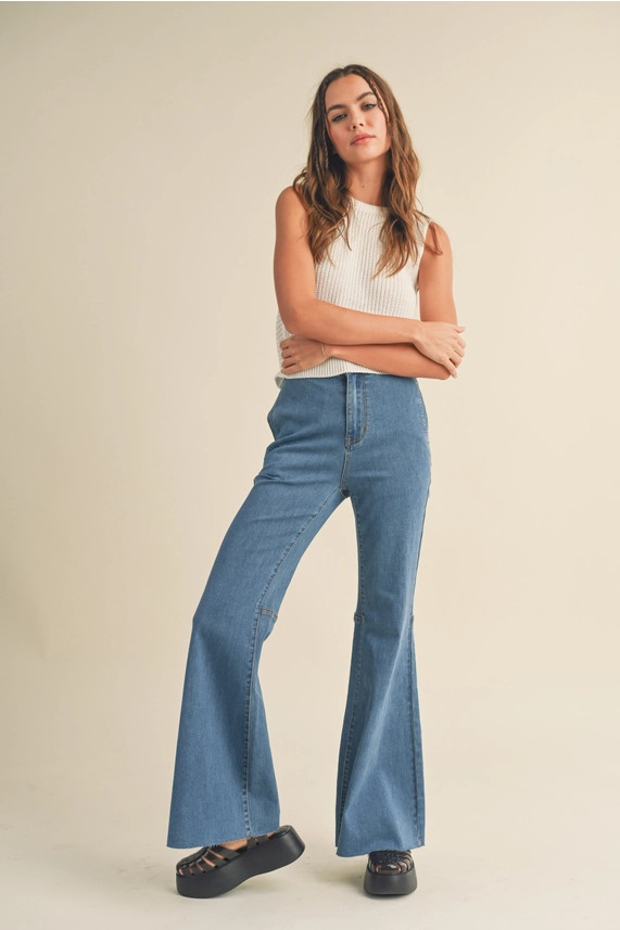 STRETCHED COTTON DENIM LOOK PANTS (Updating)