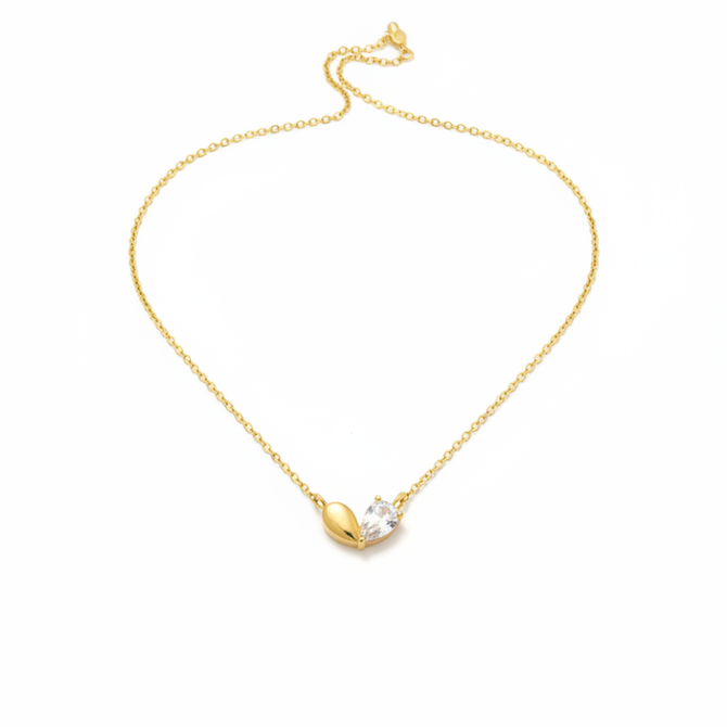 18K GOLD DIPPED CZ HEART SHAPE PENDANT DAINTY NECKLACE