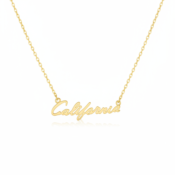 CALIFORNIA HANDWRITTEN PENDANT DAINTY NECKLACE