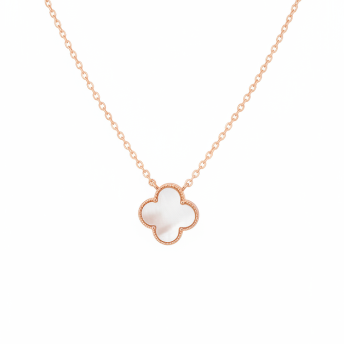 MOTHER OF PEARL CLOVER PENDANT NECKLACE