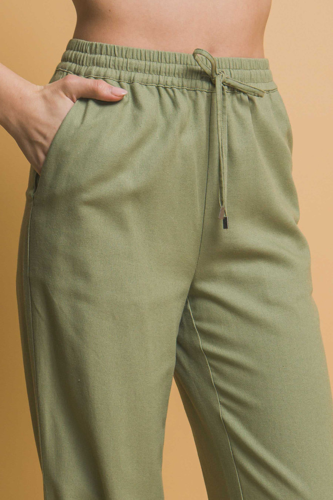 DRAWSTRING WAIST LINEN PANTS
