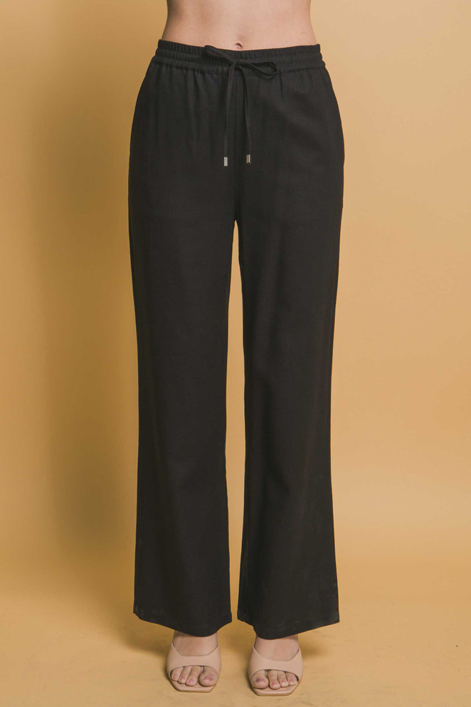 DRAWSTRING WAIST LINEN PANTS
