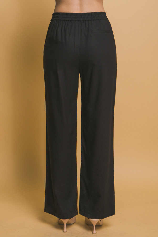 DRAWSTRING WAIST LINEN PANTS