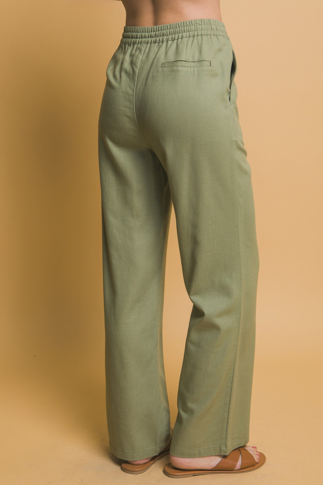 DRAWSTRING WAIST LINEN PANTS