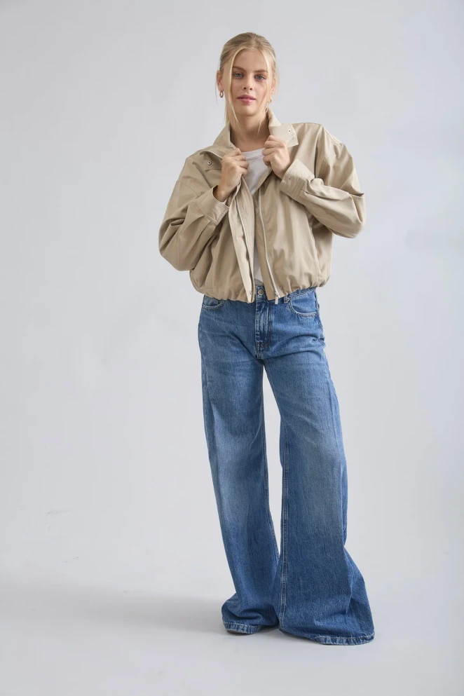 ZIP-UP MOCK NECK ELASTIC HEM JACKET