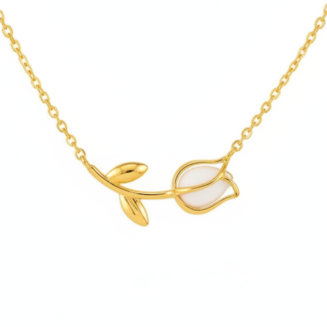 TULIP PENDANT GOLD DAINTY NECKLACE
