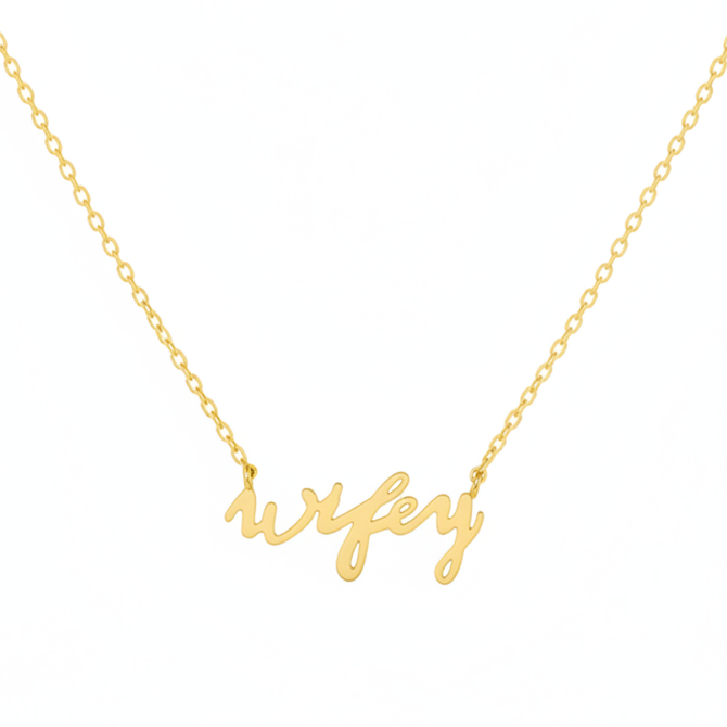 GOLD DIPPED WIFEY HANDWRITTEN PENDANT DAINTY NECKLACE