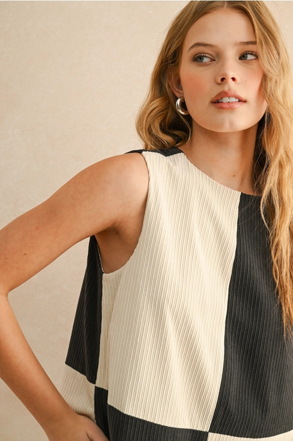 CORDUROY COLOR BLOCK MINI DRESS